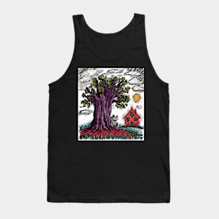 watercolor frog weird tree with house Tank Top